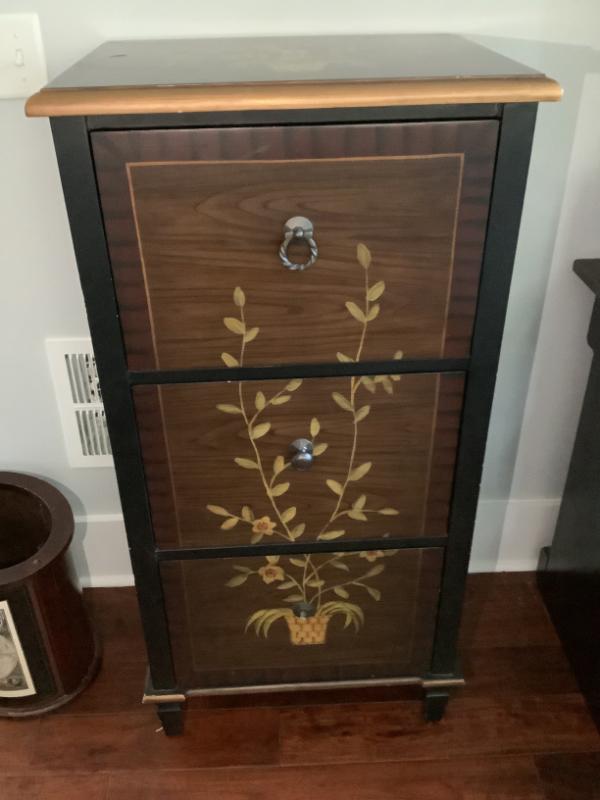 Sale Photo Thumbnail #177: $99 floral design filing cabinet 44"H 22"W 18"depth-one pull needs to be replaced 