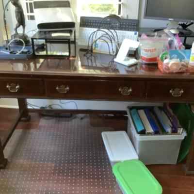 $165 designer desk, 3 drawers, flat top 30"H 58"W 28"depth 