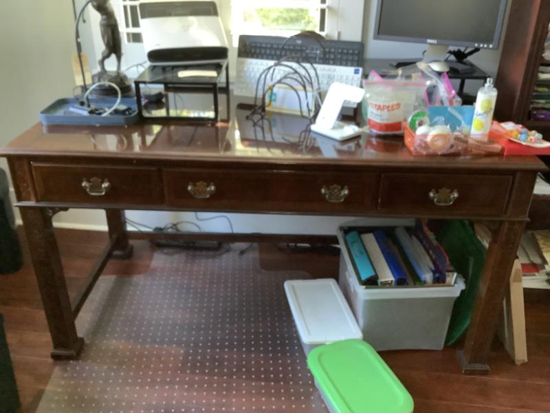 Sale Photo Thumbnail #188: $165 designer desk, 3 drawers, flat top 30"H 58"W 28"depth 