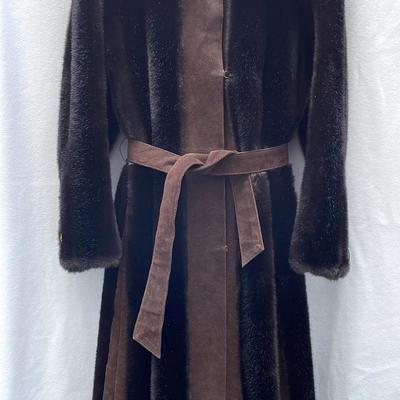 Vintage Faux Fur Suede Leather Coat, Rosewin Tissavel France 