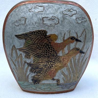 Cloisonné Brass And Enamel Vase, India