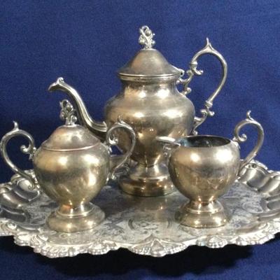Silver Plated On Copper Tea Set 4pc.