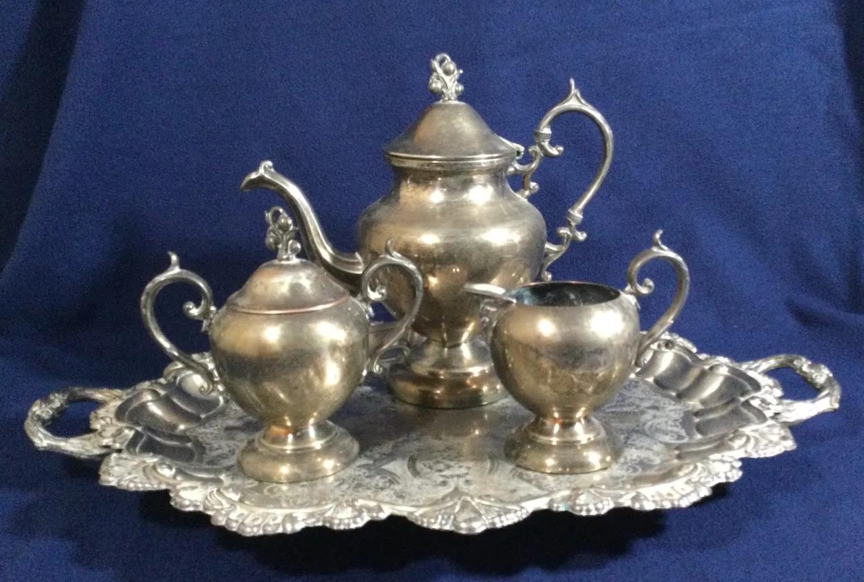 Silver Plated On Copper Tea Set 4pc.