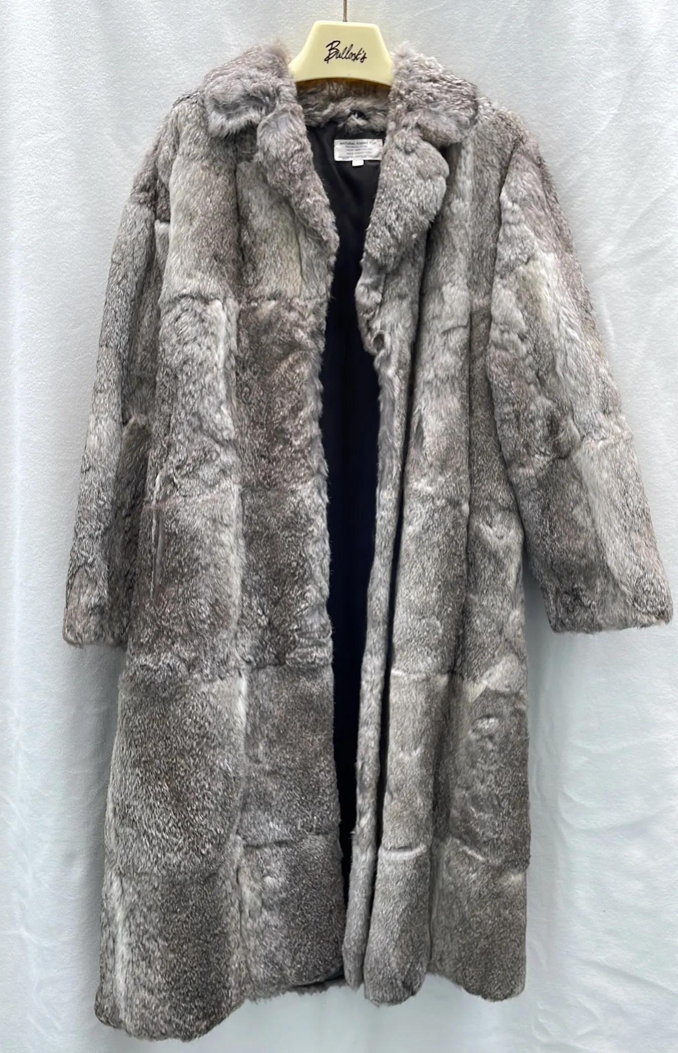 Women’s Rabbit Fur Long Coat, Vintage Size 12