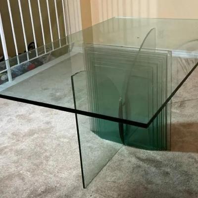 1980s Stacked Glass Dining Table