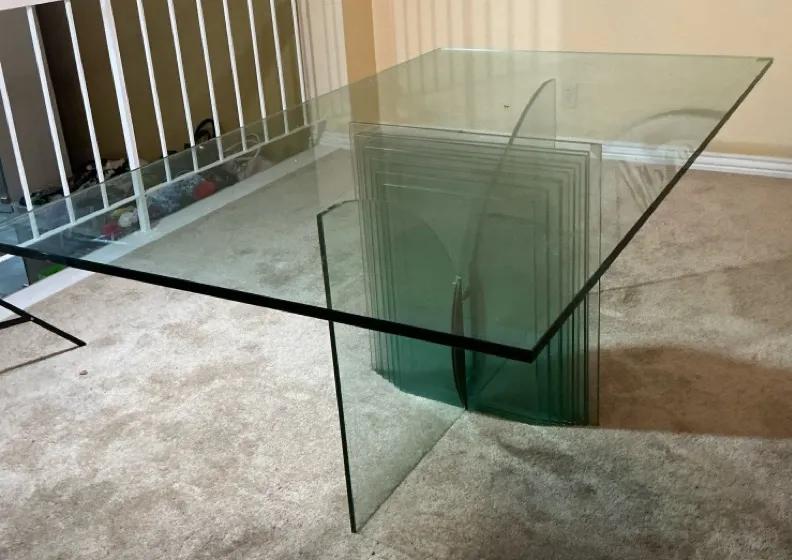1980s Stacked Glass Dining Table