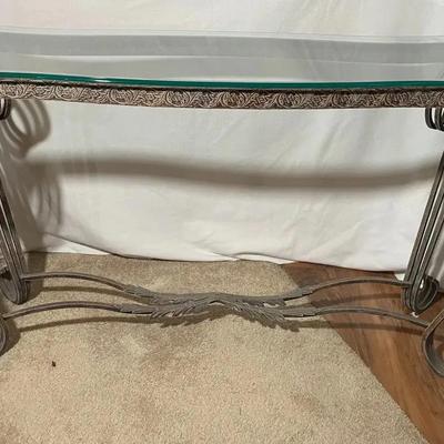 Ornate Glass And Metal Console Table