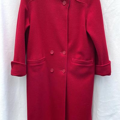 Luba Red Wool Long Holiday Coat, Vintage 