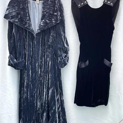 Women’s Velvet Evening Coat And Cocktail Dress  