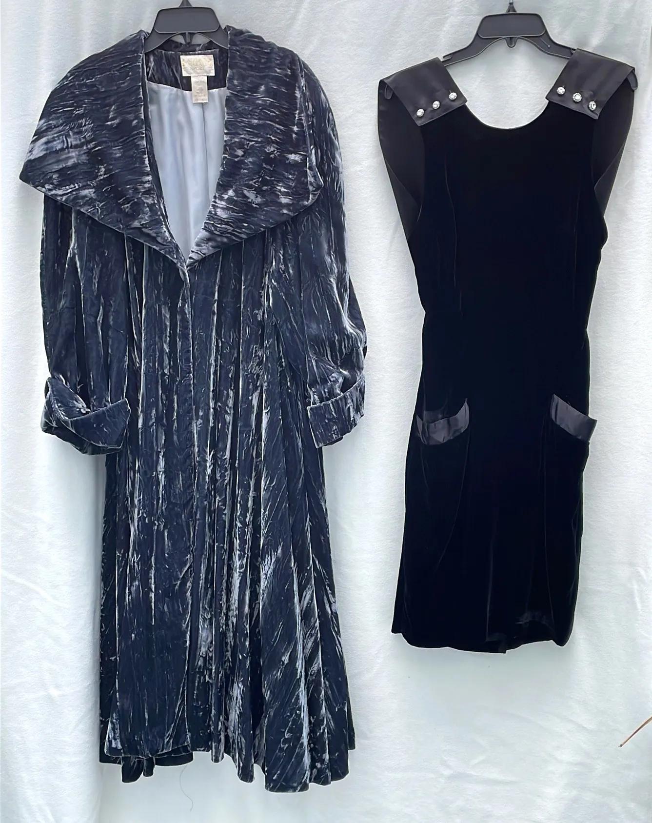 Women’s Velvet Evening Coat And Cocktail Dress  