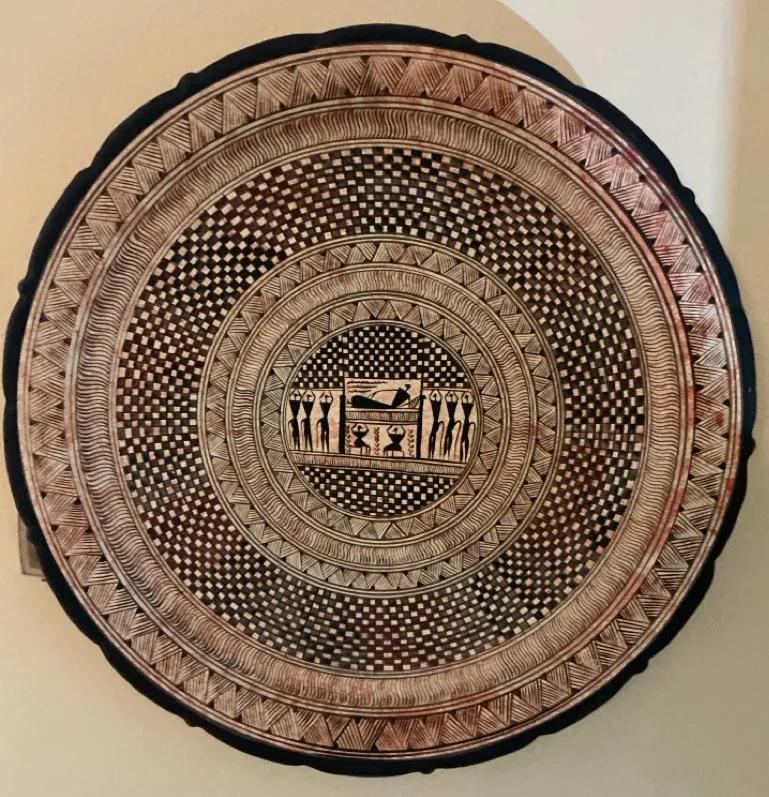 Greek Hand Painted Clay Plate With Basket Illusion By Giannis Keramik Rhodes