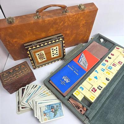 Vintage Rummikub Sets & Wood Playing Card Boxes