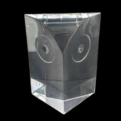 Mid-Century Modern Lucite Acrylic Owl Sculpture – Grainware Guzzini Style, 3.5 x 4.25 x 2”