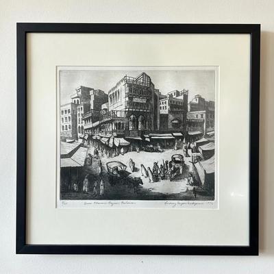 Lindsay H. Makepeace Etching "Qissa Khawani Bazaar, Peshawar", Signed & Numbered - 17X18”