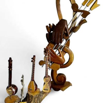 Handcrafted Wood Folk Art Music Decor 