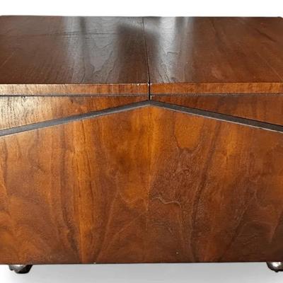 Mid Century Lane Record Cabinet, Flip Top on Casters-15x26x18"