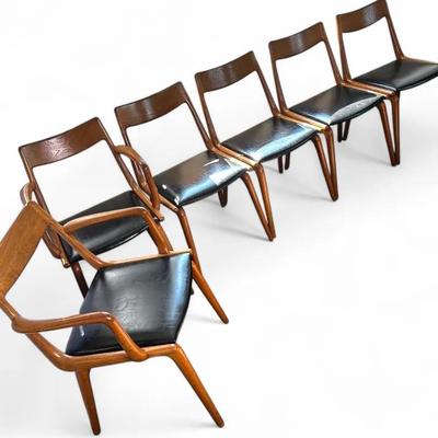 Leo Spivack Mid-Century Modern Dining Chairs - 6 Total (2 Armchairs, 4 side chairs)