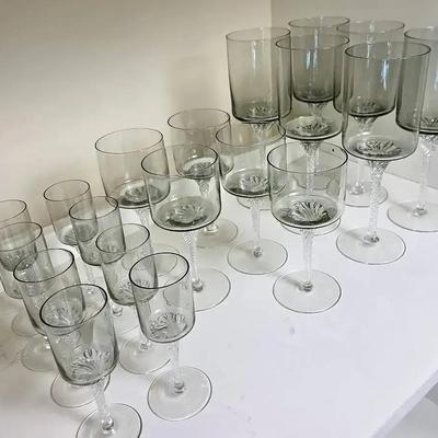 Toscany Roberta Gray Stemware - Water, Wine, Cordial Glasses