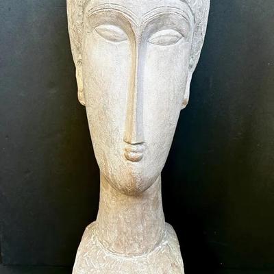 Austin Productions after Modigliani "Tete de Femme" 1961 Terracotta Sculpture - 6.5x22”