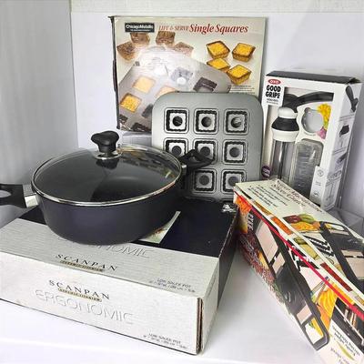 Scanpan Ergonomic Ceramic Titanium 11” Low Sauce Pot & More