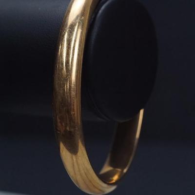 14K Gold Polished Finish Hinged Bangle Bracelet- 2.25" Wide