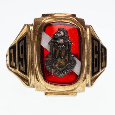 10K Gold Wheaton High School Class Ring - 1961 - Size 6.5