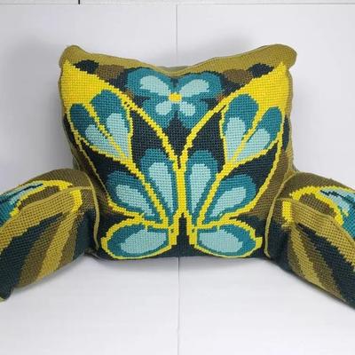 Vintage Needlepoint Butterfly Backrest Pillow