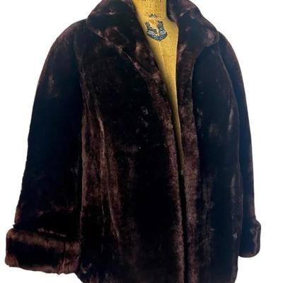 Vintage 1950s Sheared Beaver Swing Coat - Fur Label Authority Tag