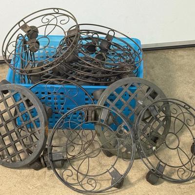 Wheeled Planter Caddies (14) - 11.5-12" Dia - Cast Iron & Powder Coated Metal