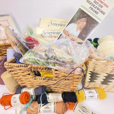 Needlework & Quilting Supplies In Baskets: Wool Crewel Embroidery Yarn, Floss, Tools