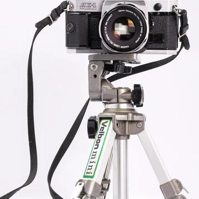 Canon AE-1 Program With 50mm f1.8 FL Lens And Velbon Mini Tripod