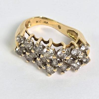 14K Gold Diamond Cluster Ring - Damaged