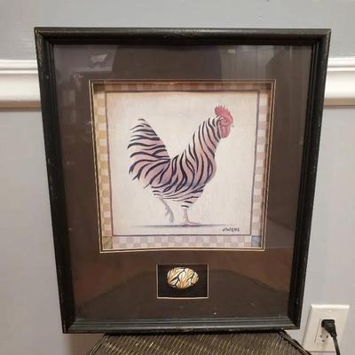 Tiger Chicken By J. Wiens Framed With 3D Egg 18.25x15.5"