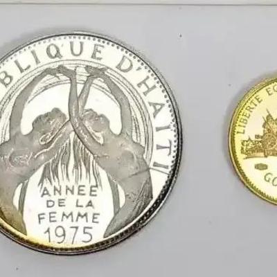 Haiti 200 Gourdes 0.9 Gold & 25 Gourdes 0.925 Silver - 1975 Women's Year Proof Set