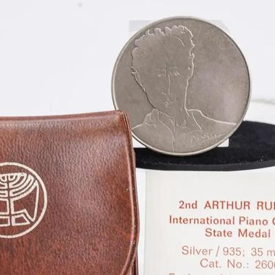 935 Silver Israel State Medal With COA - Arthur Rubinstein Piano Competition, 1977