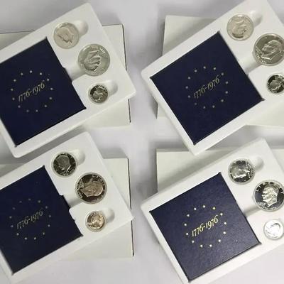 1976 Bicentennial 40% Silver Proof Sets - Eisenhower Dollars, Kennedy Halves & Washington Quarters