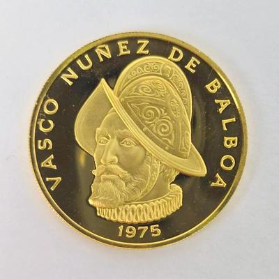 90% Gold Panama 100 Balboas 1975 Coin, Mint Condition