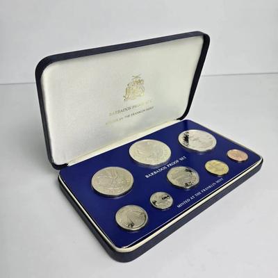 Barbados 1975 Proof Set With Sterling & 800 Silver Coins