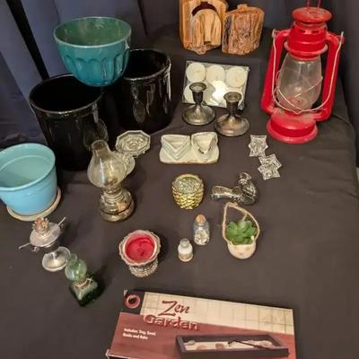 Globe Brand Kerosene Lantern, Wood "Puzzle", Candle Holders (International Silver) & More