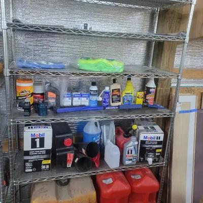 Metal Garage Storage Shelf with Automotive Supplies
