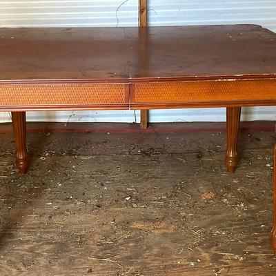 Mahogany-Tone Reproduction Dining Table with Leaf