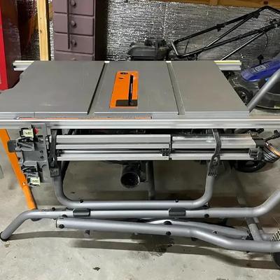 Ridgid R4514 10” Table Saw with Folding Stand and Bora Roller Stand