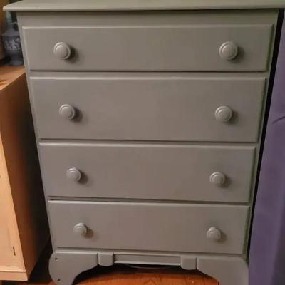 Gray Wooden Four-Drawer Chest