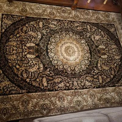 Curistan Elegant Persian-Style Area Rug in Black, Gold, and Cream