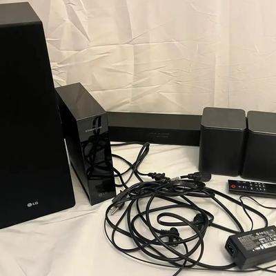 LG Sound Bar System with Subwoofer and Wireless Rear Speakers – Includes Cords and Remote