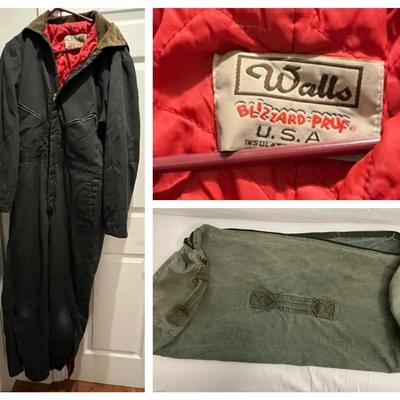 Walls Blizzard-Pruf Insulated Coveralls & U.S. Military Duffel Bag