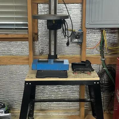 Central Machinery 13" Benchtop Drill Press with Stand, Vise & Accessories