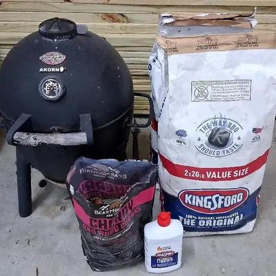 Akorn Char-Griller with Charcoal, Wood Chunks & Lighter
