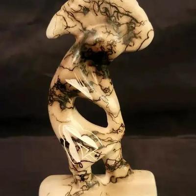 Horsehair Ceramic Kokopelli Sculpture – 7.5”