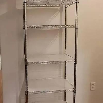 Tall Narrow Metal Storage Shelf with Casters